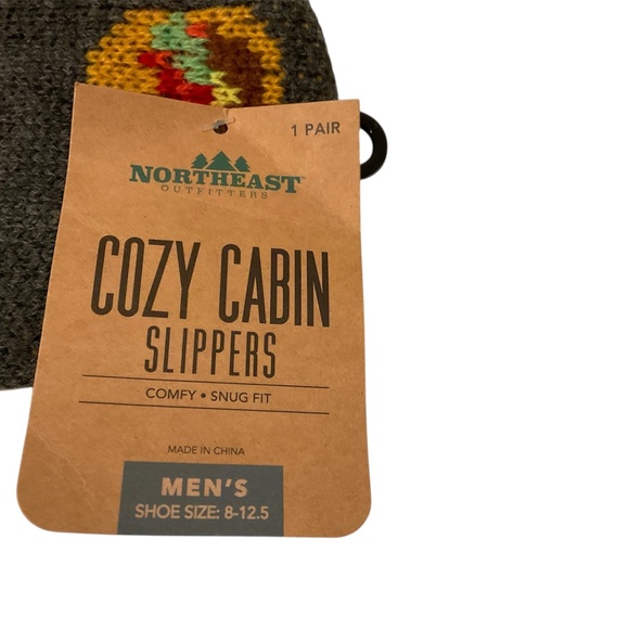 Northeast Outfitters Men's Cozy Cabin Slippers Sz L (8-12.5) Charcoal Non Slip - Picture 2 of 5